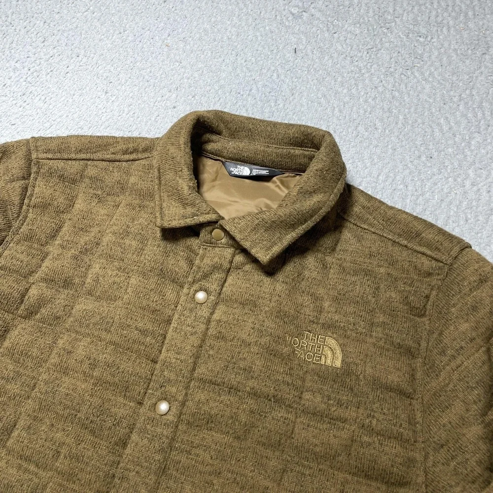 The‎ North Face ThermoBall Jacket Mens Large Brown Snap Front Quilted Insulated